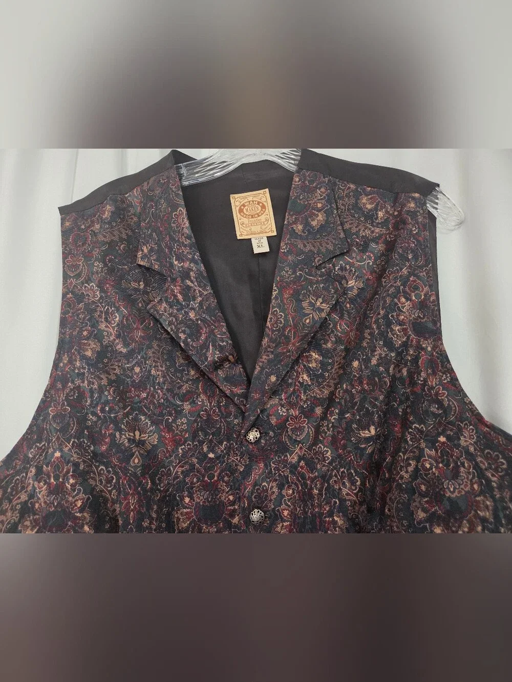Wah Maker Vintage Frontier Style Waistcoat Vest - Black/Burgundy Size XL